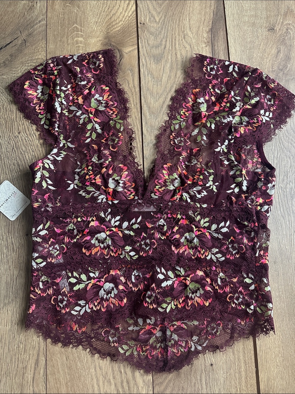 Free People Burgundy Floral Lace Bralette - Picture 4 of 5